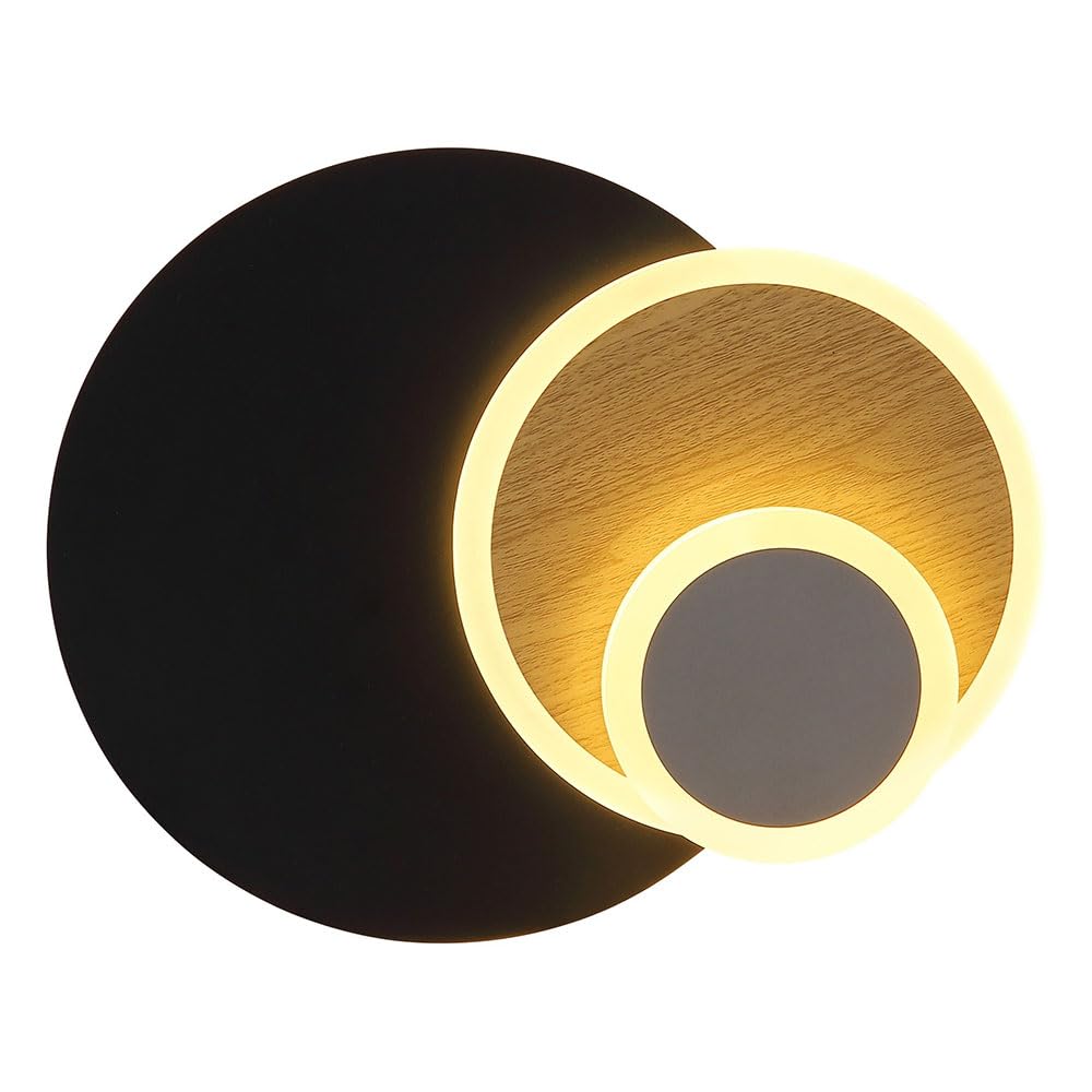 Wandleuchte Wandlampe Flurleuchte schwarz matt Holzoptik LED L 30 cm