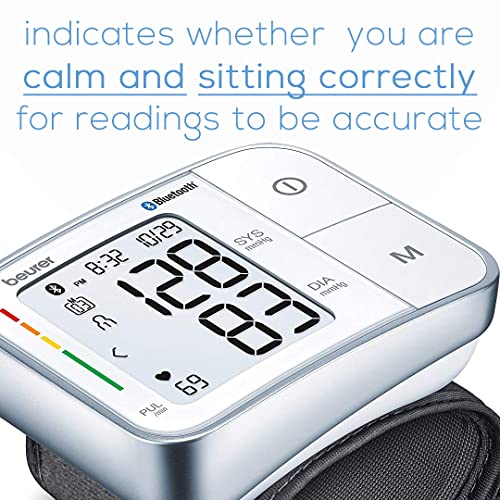 Beurer Bc57 Wrist Blood Pressure Monitor – Automatic Wrist Blood Pressure Cuff - Bluetooth – 120 Memory Spaces With Irregular Heart Rate Detection, Large Display, Resting Indicator, Storage Case #TOP7