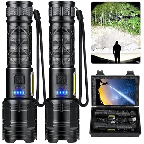Cinlinso Rechargeable LED Flashlights 990000 High Lumens 2 Pack, Super Bright Flash Light with 7 Modes, IPX7 Waterproof, Powered Handheld Flashlight for Home Camping Emergencies Cover