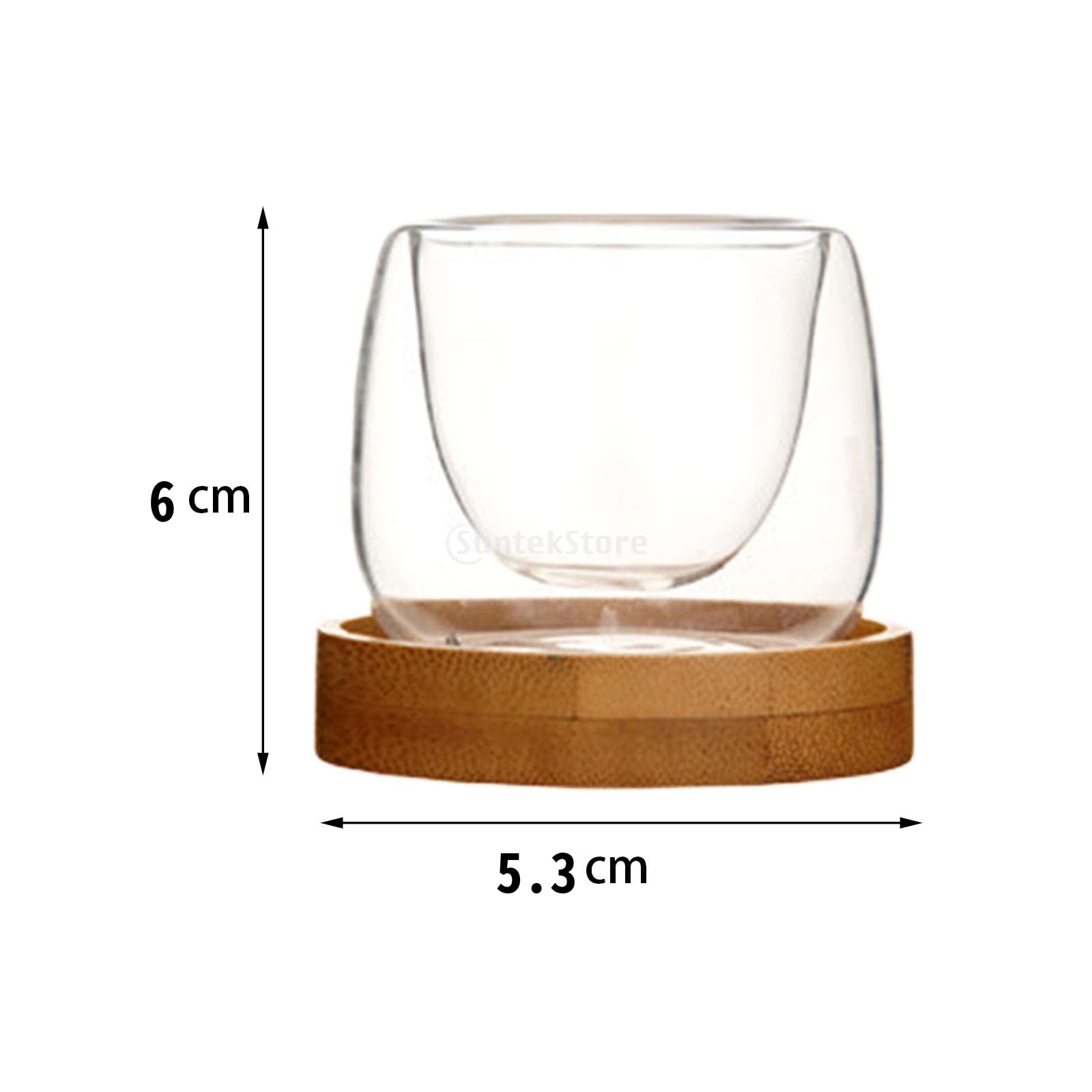 LOVIVER 6 Tazzine da caffè in Vetro a Doppia Parete, Circa 51-60 ml con sottobicchieri, Vetro borosilicato, Tazze per Bicchieri isolanti Trasparenti per tè, Cappuccino, Latte, caffè