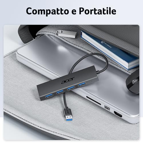 Hub USB 3.0 con 5 porte, Sdoppiatore Multi USB 3.0 Adattatore USB Alta velocità 5Gbps, Compatibile con MacBook PRO Air iMac Surface Laptop Chiave USB Disco Rigido Tastiera(21cm) - Hub USB - Immagine 7