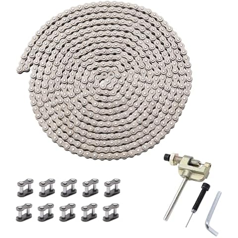 KAMIER 25H Roller Chain 10 Feet 480 Links Breaker for Razor MX350 MX500 MX650 SX500 RSF650 Dirt Bike E300 E200 E100 Electric Scooter ATV Quad Go Kart 47cc 49cc 2-Stroke Mini Pocket Rocket Bike Parts Cover