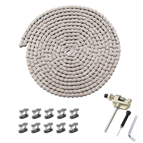 KAMIER 25H Roller Chain 10 Feet 480 Links Breaker for Razor MX350 MX500 MX650 SX500 RSF650 Dirt Bike E300 E200 E100 Electric Scooter ATV Quad Go Kart 47cc 49cc 2-Stroke Mini Pocket Rocket Bike Parts