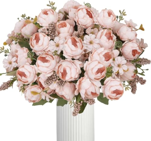 8 Bouquet Fiori Artificiali Peonie in Seta Rosa Peonie Ortensie Finte