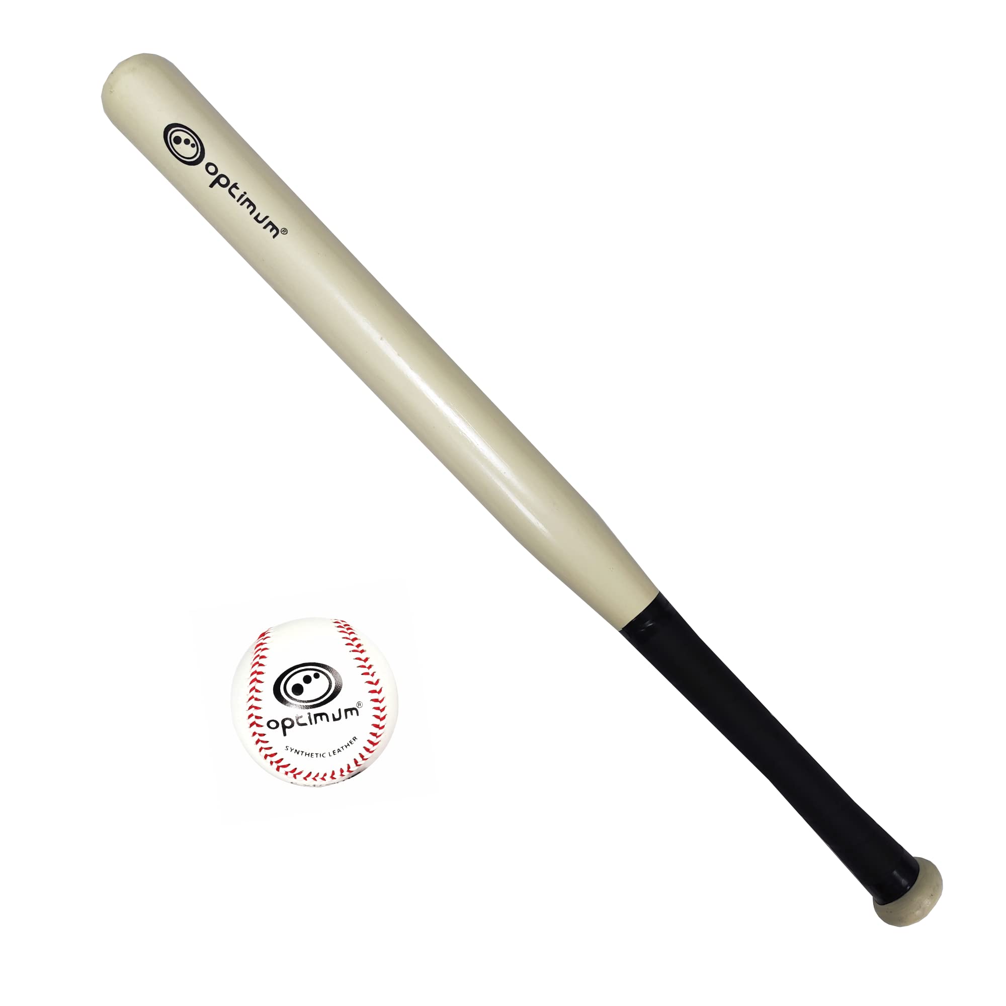 Optimum 28” Ailanthus Wooden Baseball Bat & Baseballs Ball. Ideal for beginners or family fun on the Beach, Park &, Garden.