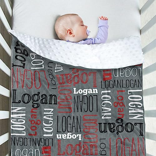 Image of Custom Baby Blanket - Personalized Names Design - Soft Plush Blanket with Double Layer Dotted Backing for Boys Girls Color14(30x40 inches)