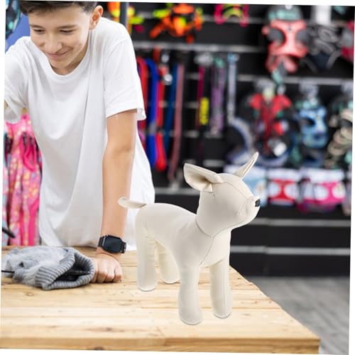 LIGIGWASH Leder Hundemannequin Sitzend Weiß S Robust und Dekorativ für Kleine Hundebekleidung zur Präsentation von Haustierkleidung im Geschäft Langlebiges Modell für Hundeshops