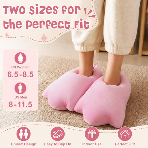 Image of Meanplan Duck Slippers, Winter Feet Slippers Yellow Cartoon Shoes Fluffy Claw Paw Shoes Halloween Party Gift