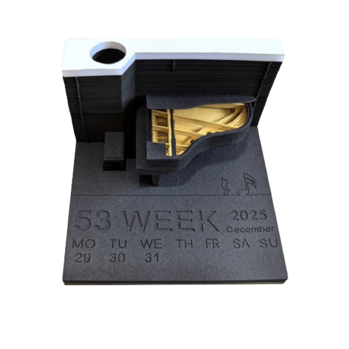 RUDFUZ 2025 Desk Calendar - Time Piece Calendar - 3D Calendar Paper Carving Art Memo Pad Notepad Gift for Christmas Housewarming Desktop Decoration (With Calendar,Without Light)