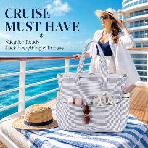 Image of LEDAOU Beach Bag Waterproof Sandproof Women Beach Tote Pool Bag with Zipper for Swim Gym Grocery Travel with Wet Pocket | Sandproof