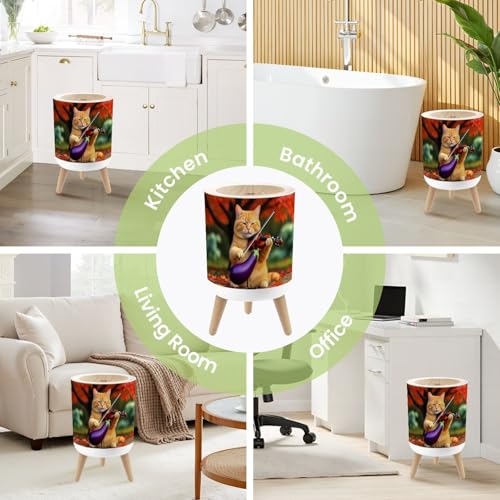 Caneca de basura redonda con tapa y patas 7L miniatura 6