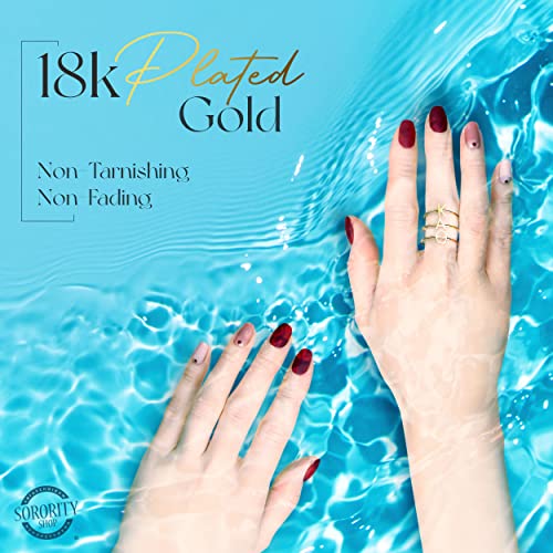 Sorority Shop Pi Beta Phi Stacking Ring Set - Adjustable Rings with 18k Gold Plating4