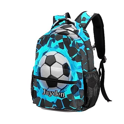 Blue Soccer Ball Personalized Kids School Backpack for Boys Girls Custom Primary Daypack Bags Travel Bookbag2