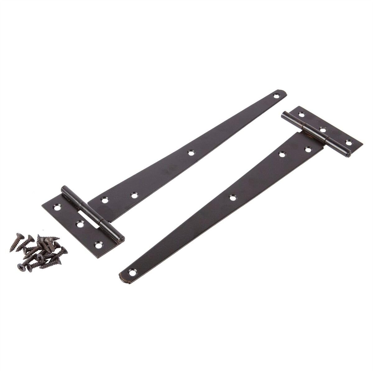 Garden Mile 2 Pack 10 Inch / 250mm Black Garden Gate Hinges for Wooden Gates Heavy Duty Powder Coated for Weather Protection T Hinges with Screws for Shed Garage Barn Doors Gate Hinge