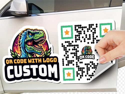 Generic Car Die Cut QR Code Sticker with Logo Personalized Waterproof Vinyl Decal Made in USA Your Own Car Truck Boat Window Vinyl Decal QR Codes and Logo