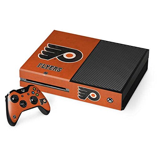 Skinit Decal Gaming Skin Compatible with Xbox One Console and Controller Bundle - Officially Licensed NHL Philadelphia Flyers Distressed Design