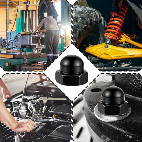 20 Stück Hutmuttern M6 Schwarz Hutmutter Eichel Sechskant Hutmuttern Kohlenstoffstahl Sechskant Dekorative Kappenmutter für Schrauben Bolzen