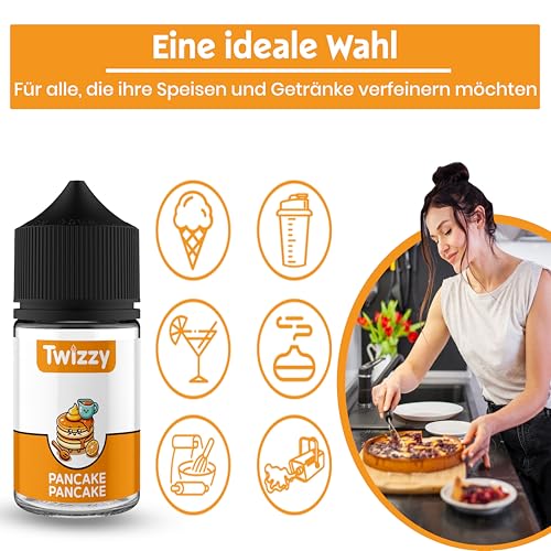 Twizzy Pancake Lebensmittelaroma - 60ml - Intensives Aroma – Ideal zum Backen, in Lebensmitteln & Getränken, auch für Vernebler, Nebelmaschinen, uvm.