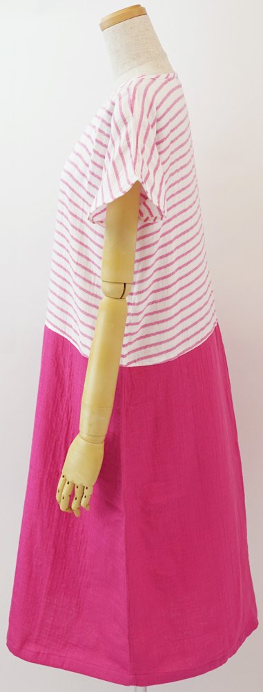 マシュマロガーゼ レディスボーダーワンピースピンクMサイズ ¥15,400 税込 Amazon.co.jp: 内野 ボーダーワンピース レディース ピンク M