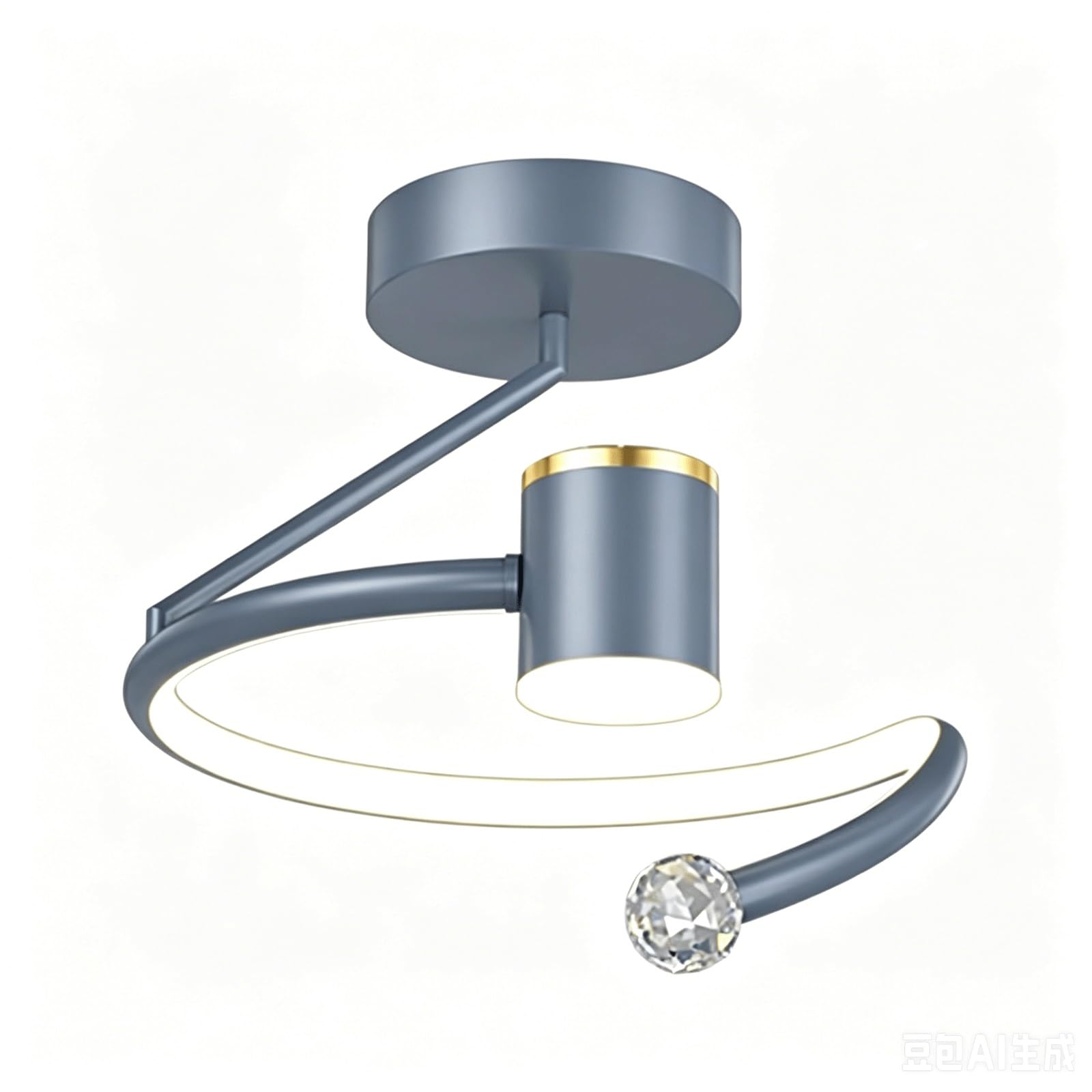 Bkekm Grey Led Ceiling Light With Starry Projection, 3-Color Dimmable Semi Flush Mount Light Fixture Ceiling Lamp For Bedroom, Hallway, Entryway(Gray)