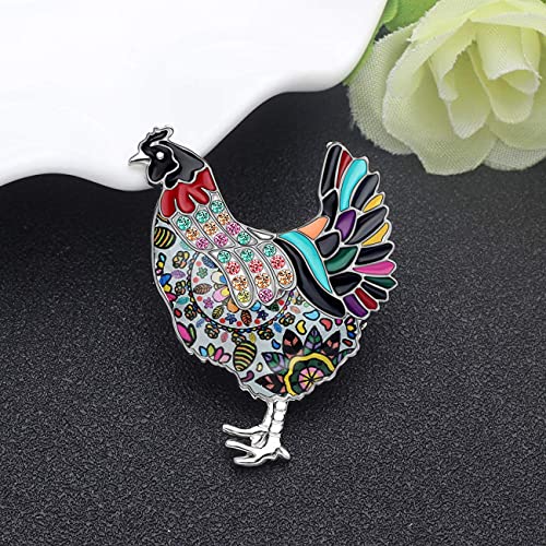 Image of DUOWEI Enamel Chicken Brooches Animals Lapel Pin Clothes Scarf Jewelry Gift for Women Girls