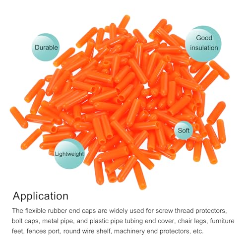 Image of MECCANIXITY 200pcs 3mm(1 /8 inch) Rubber End Caps Cover PVC Vinyl Screw Thread Protector Round Wire Shelf Caps for Screw Bolt Pipe Fence Post, Orange