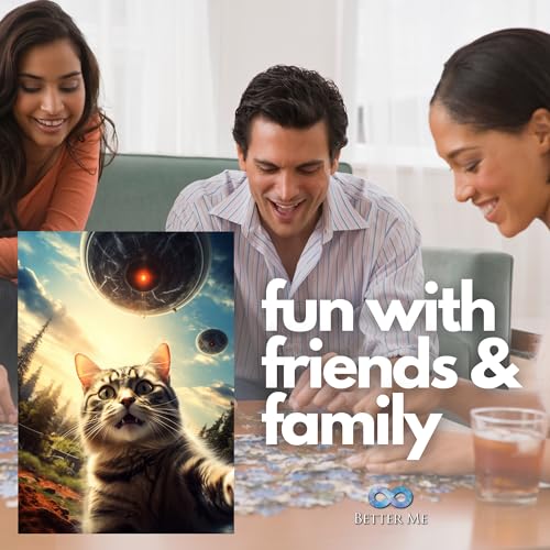 Rompecabezas UFO Selfie Cat 500 Piezas - Jigsaw de Nave Alienígena para Adultos | Rompecabezas divertido y único para amantes de gatos miniatura 6