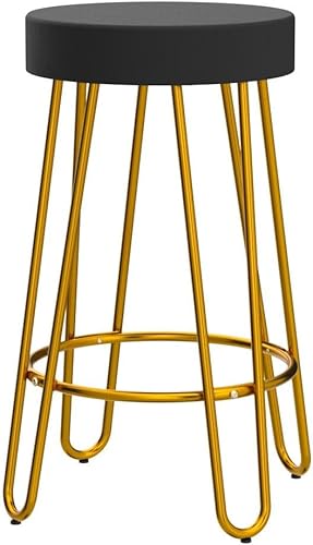 Miniatura 4 de Yaheetech Taburetes de bar con altura para mostrador de bar taburetes de bar para el hogar con asiento redondo sin espalda y patas de horquilla