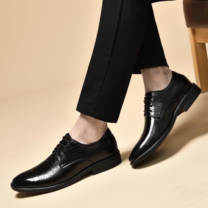 Men's Classic Slip On Dress Shoes Genuine Leather Oxford Shoes Non-Slip Business Formal Derby Shoes for Men(Black,8.5)3