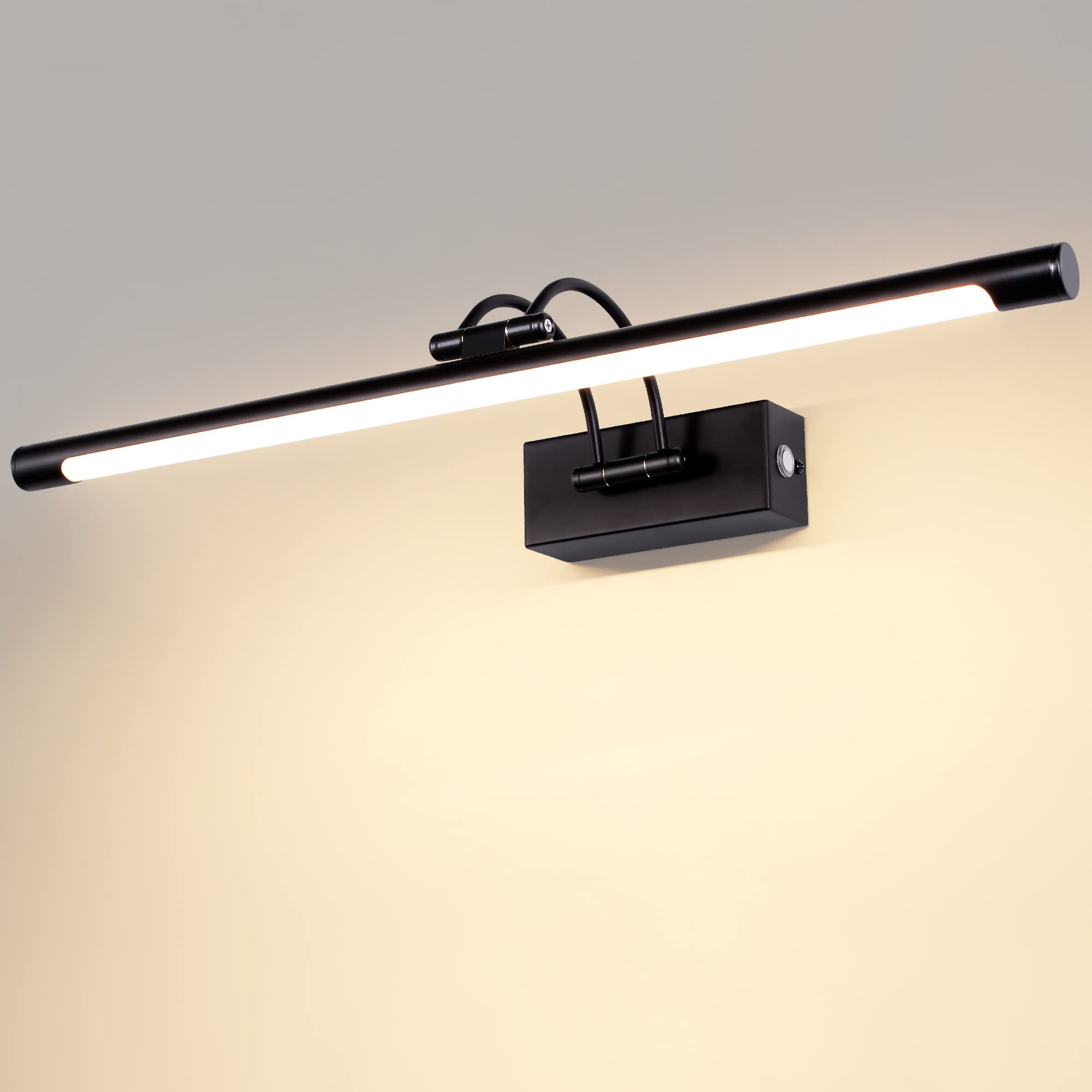 MantoLite LED Regulable Lámparas de Pared 15W,60CM Interior Iluminación para cuadros y expositores Cabeza Giratoria Lectura Lámpara,Negro Baño Espejo Apliques de Pared 3000K/4000K/6000K