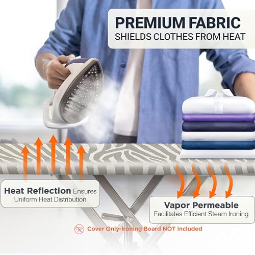 Image of Ironing Board Cover and Pad 18 inchx54 inch Extra Thick Natural Cotton, Scorch and Stain Resistant Iron Board Cover, Extra Large Iron Board Cover with Fasteners Heavy Duty Heatproof Elastic Edge Zebra