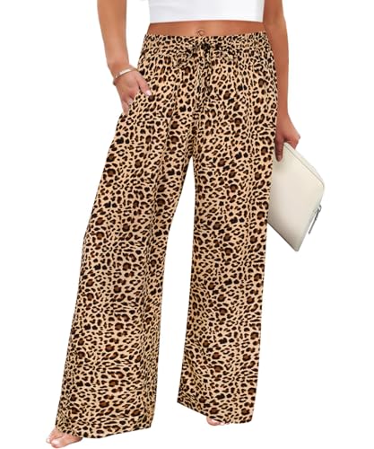 TIYOMI Plus Size Wide Leg Pants for Women Elastic Drawstring Pants High Waisted Lounge Pants XL-5XL