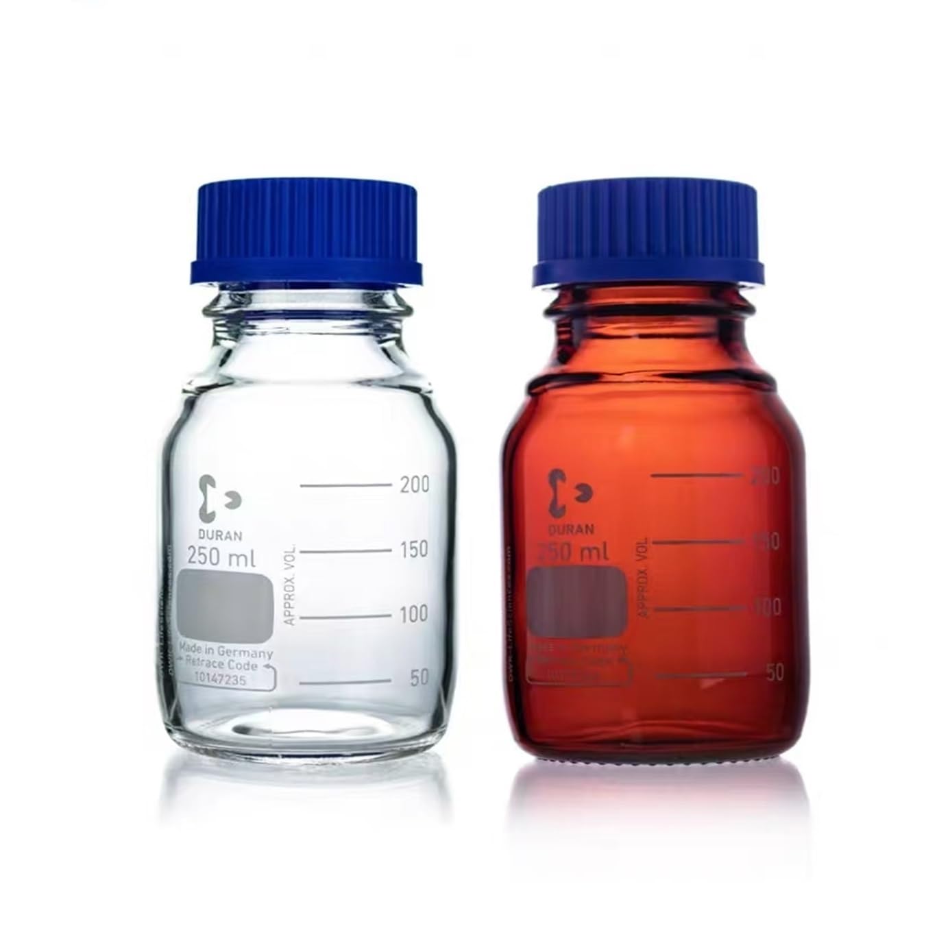 Laboratorio 25 250 500 1000mL della bottiglia del reagente con tappo blu a vite in vetro borosilicato alto(50mL)