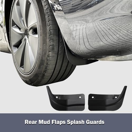 Image of Mud Flaps Splash Guards 4PCS Compatible with Tesla Model 3 Highland 2024 Replacement for Model 3 Highland Exterior Accessories No Drilling Mud Flaps All Weather Protection TPE Mud Flaps