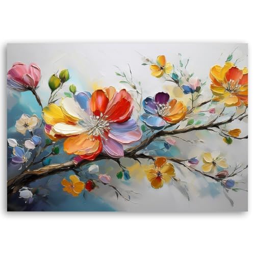 Cuadro abstracto floral moderno que evoca alegría y calidez en tu dormitorio