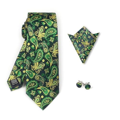 Image of Men's Tie Set with Pocket Square and Cufflinks | 100% microfiber; tie 59 x 3.15 in; square 10 x 10 in; gift box included