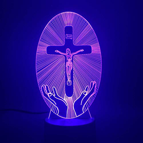 Jinnwell 3D Jesus God Night Light Lamp Illusion Led 7 Color Changing Touch Switch Table Desk Decoration Lamps Gift with… - Image 4