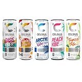 CELSIUS Sparkling Energy Drink - 12 fl oz (Pack of 12) - Variety Pack (Oasis Vibe, Fantasy Vibe, Peach Vibe, Arctic Vibe, Tropical Vibe) Available Kind, Functional Essential Energy Drinks, Zero Sugar - By World Group Packing Solutions