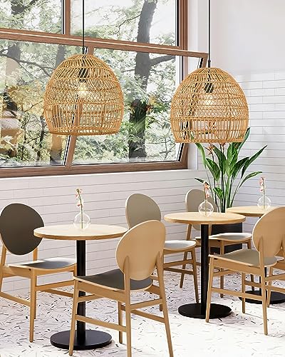 Elyona Modern Boho Rattan Chandelier, 16 Inch Large Rustic Wicker Pendant Light Fixtures thumb #5