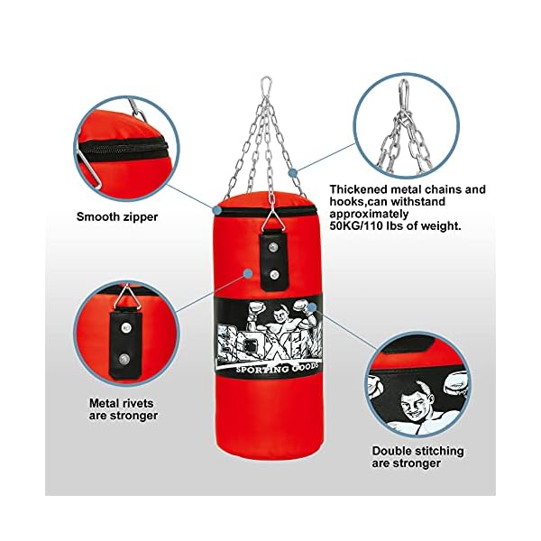 Punching-Bag-for-Age-4-15-Kids-youth-Unfilled-Hanging-Boxing-Bags-Boxing-Set-with-Gloves-Chain-boxing-gear-Workout-Equipment-punching-dummy-Training-Fitness-for-Hanging-Stand-80-lbs-to-110-lbs-outside Kids Punching Bag Set Gloves Included Chain and Hook Included, Training in Martial Arts / Boxing, Kids Punching Bag for Ages 5 - 12, Premium PU Leather for Indoor Use Filling Not Included