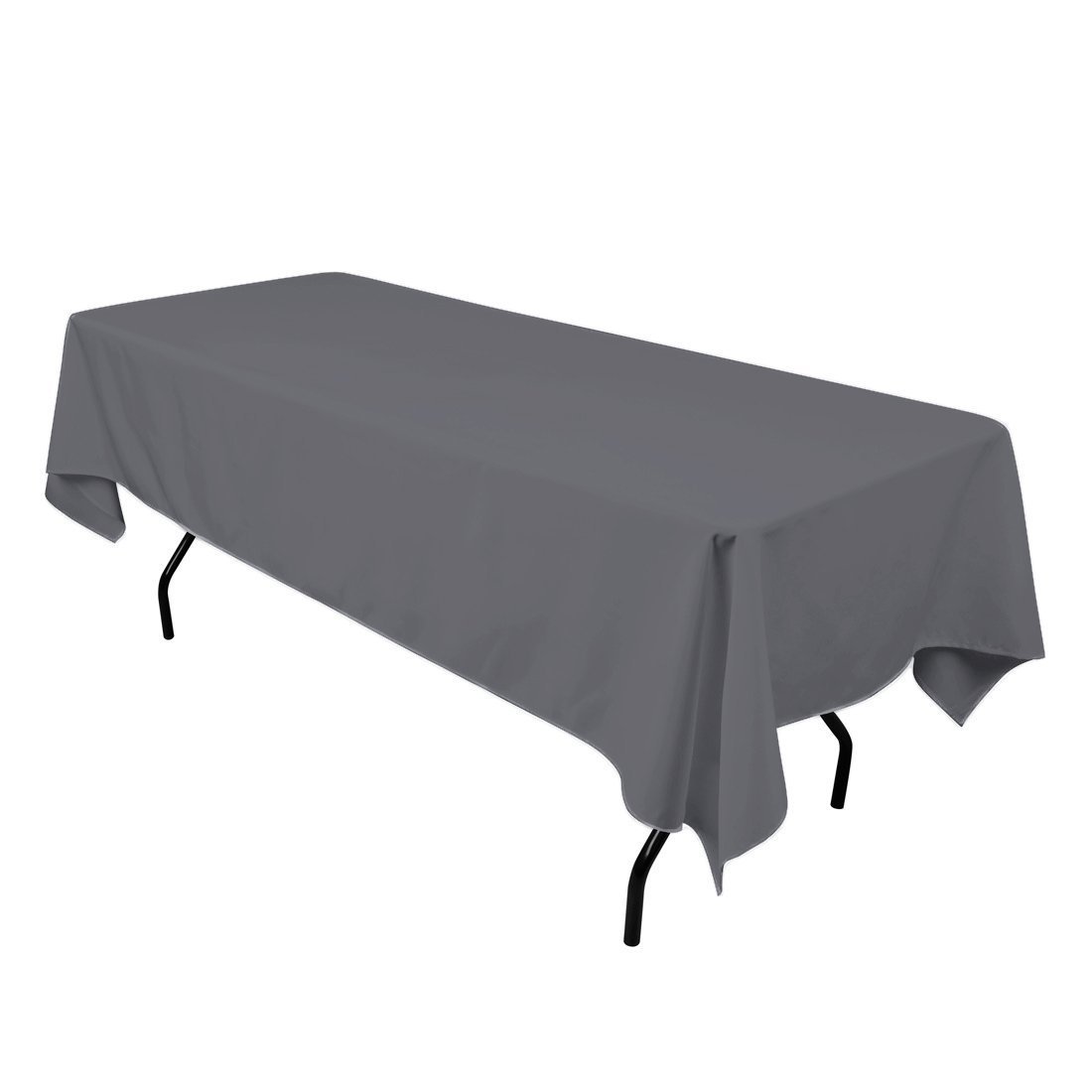 Event Decor Dark Grey 90" x 132" Rectangular Tablecloth Feet Exhibitions Trestle Party Reception Banquet Venue