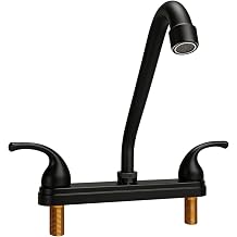 RV Kitchen Faucet,RV Kitchen Sink Faucet Replacement with Two Handle-8" Main Body-High Replace for RV Home Campers Motorhomes Travel Trailers,Matte Black