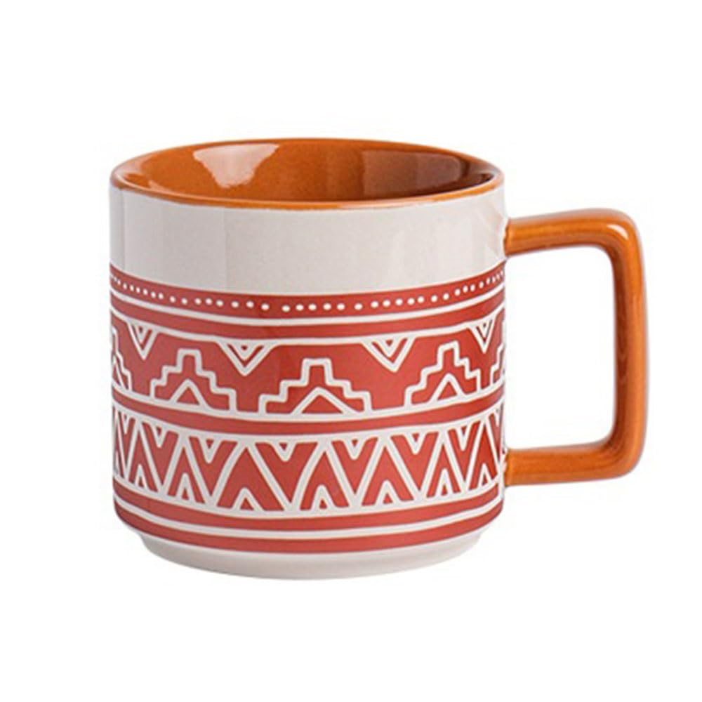 LIBANGRONG-888 Mugs Vintage Textured Large Capacity Ceramic Coffee Cup Breakfast Mug for Home Office Restaurant Café Milk Tea Cup(Red)