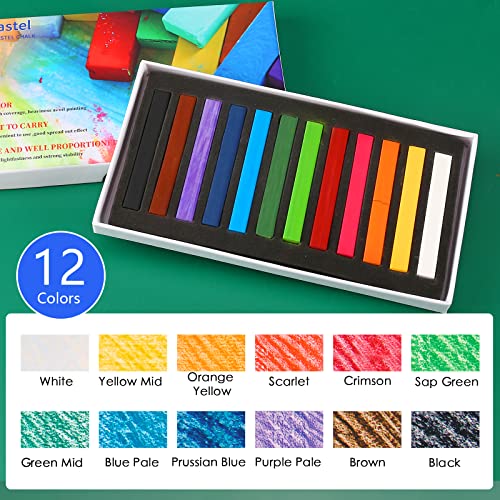Looneng Non Toxic Soft Pastels Chalk, Soft Chalk Pastels Stick For Crafts Projects, Drawing, Blending, Layering, Shading, 12 Brilliant Assorted Colors #TOP1