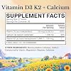 Vitalitown Vitamin D3 K2 Calcium 1200 mg, Vitamin D3 5000 IU, High Potency Bone Strength, Teeth & Immune System Support, Maximum Absorption, Easily Absorbable for Women & Men, 60 Tablets
