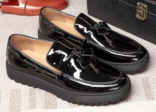 Mens Tassel Loafers Dress Casual Slip On Shoes Patent Leather Prom Suit Shoes Wedding Business Mocasines Fashion Penny Loafers Tuxedo Shoes for Men3