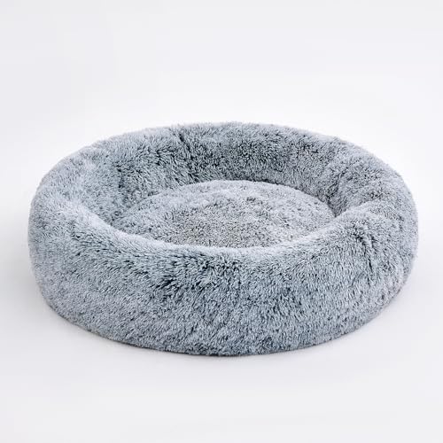 Hundebett Katzenbett 50 cm Waschbar flauschig orthopädische Hundebetten große und kleine Hunde Katzenschlafplatz für Katzen Donut - Grau – Bild 3