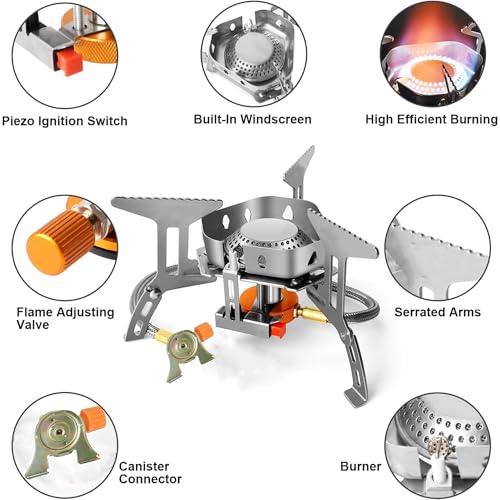 Image of Magnova Portable Cooking Gas Stove,Outdoor Camping Stove with Piezo Ignition,Stainless Steel Folding Butane Gas Stove with Storage Box forBBQ,Hiking,Trekking,Traveling,Emergency Use(Without Cylinder)
