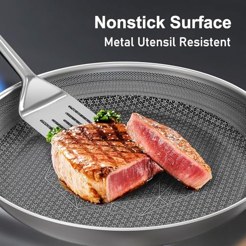 Image of COOKER KING Non Stick Pots and Pans Set, 10pcs Hybrid Stainless Steel Cookware Set, Frying Pans, Saucepans, Saute Pan & Stock Pot, Non Toxic, Oven & Dishwasher Safe, Induction & All Cooktop Compatible