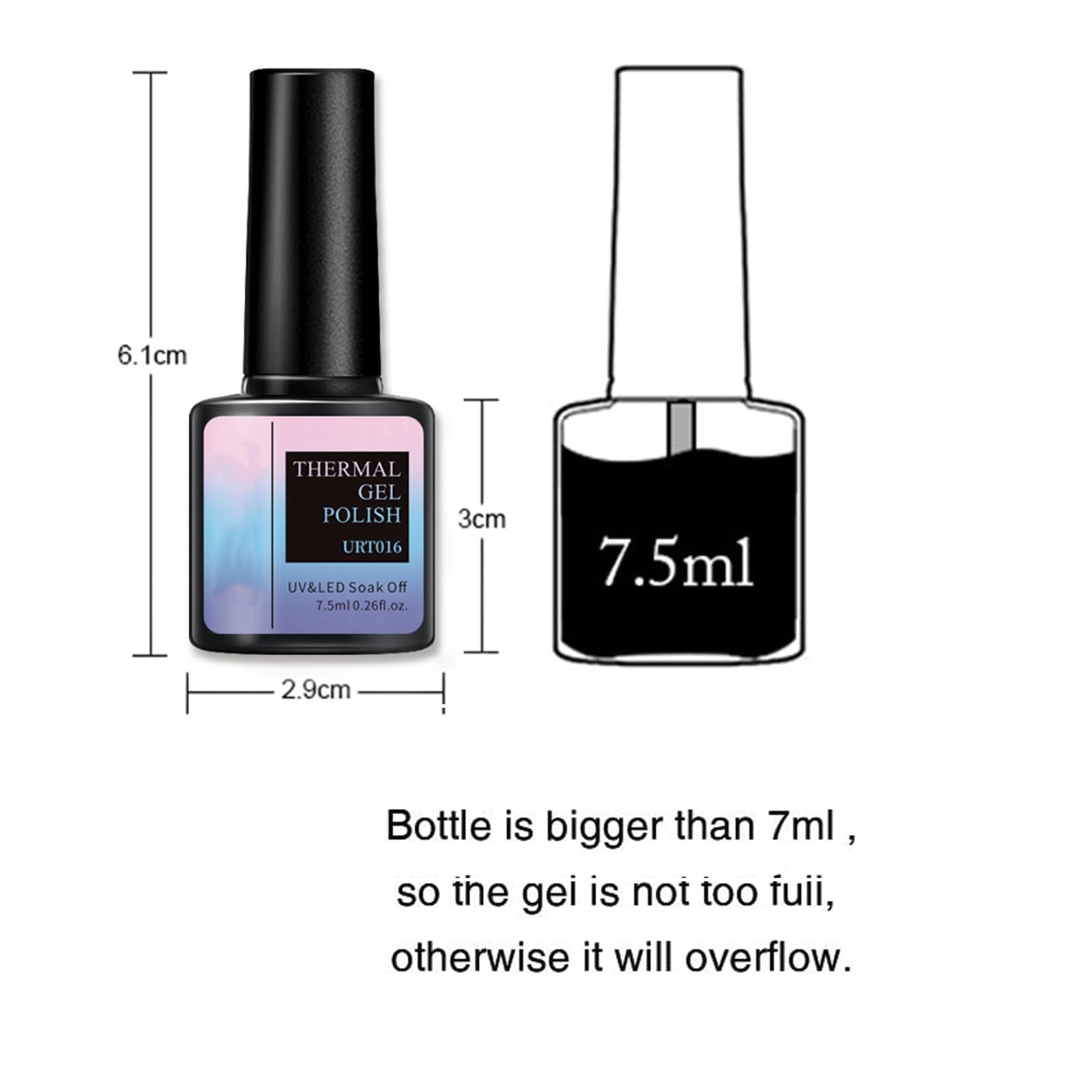 Farbwechsel UV Gel Nagellack - 7.5ml Temperatur Soak Off LED Nail Art Lack - Glitzer Rosa Lila (21)